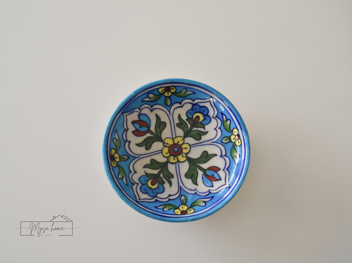 Blue Pottery Round 5" Flat Tray