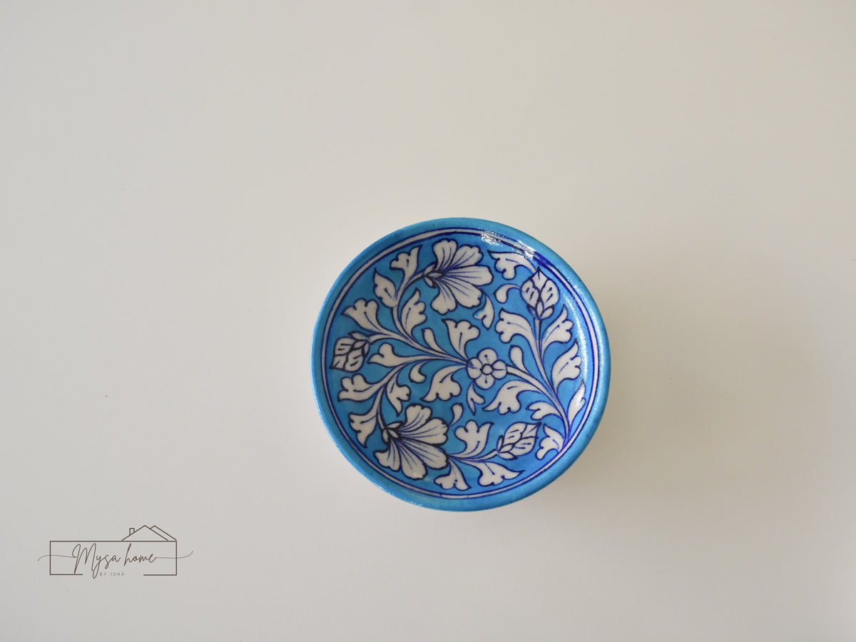 Blue Pottery Round 5" Flat Tray
