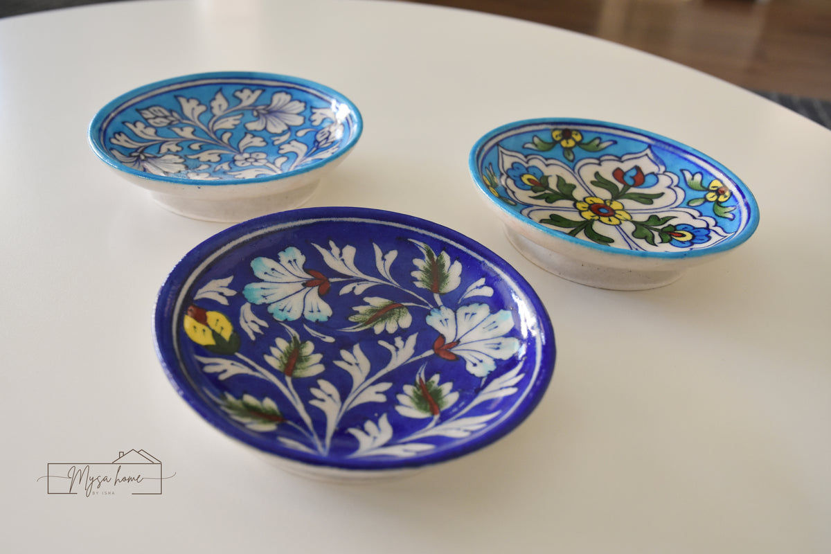 Blue Pottery Round 5" Flat Tray