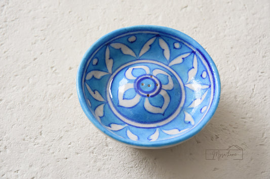 Blue Pottery Incense Holder Round - Light Blue